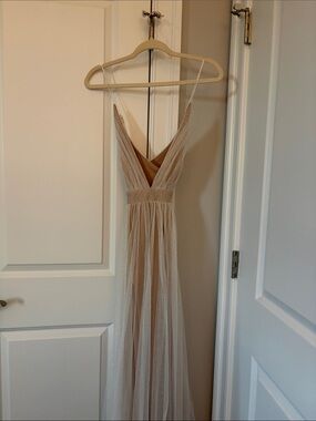 Lovely Day Nude Sparkle V-Neck Prom Gown